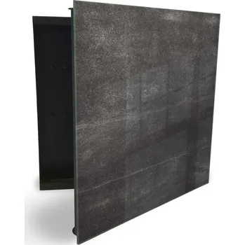 Železářství Glasdekor skříňka na klíče - černo šedý kámen textura Otevírání: Pravé, Barva skříňky: Bílá