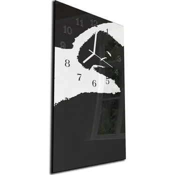 Hodiny Glasdekor Nástěnné hodiny 30x60cm černo bílý malovaný abstrakt Materiál: plexi