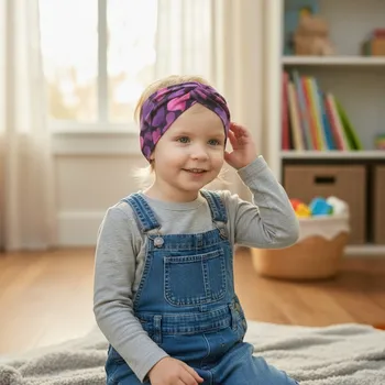 Čelenka Ebbie Bavlněná čelenka - FIALOVÁ SRDÍČKA Velikost: 1-3