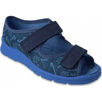 Chlapecké bačkory Befado dětské papuče na suchý zip modré, velikost 32