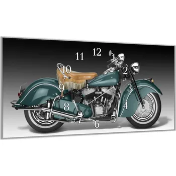 Hodiny Glasdekor Nástěnné hodiny 30x60cm veterán historická motorka Materiál: plexi