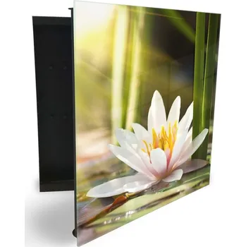 Skříňka na klíč Glasdekor skříňka na klíče - leknín v záři slunce Otevírání: Pravé, Barva skříňky: Černá