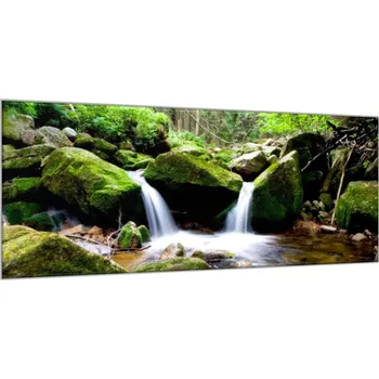 Obraz Glasdekor Obraz skleněný tekoucí řeka v lese mezi kameny Rozměry-obdélník V/Š: 30 x 60 cm