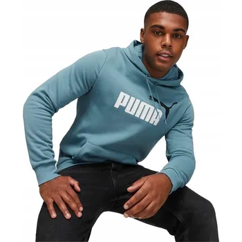 Pánská mikina 3223 PÁNSKÁ MIKINA PUMA KLOKANKA S KAPUCÍ SPORTOVNÍ BAVLNĚNÁ BOLD BLUE XL