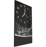 Glasdekor Nástěnné hodiny 30x60cm voda na černém podkladu Materiál: plexi