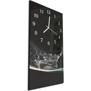 Hodiny Glasdekor Nástěnné hodiny 30x60cm voda na černém podkladu Materiál: plexi
