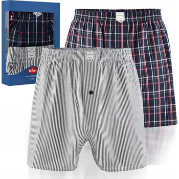 Boxerky Lee Cooper Pánské volné boxerky 2 kusy Bavlněné Námořnická Modrá Proužky L