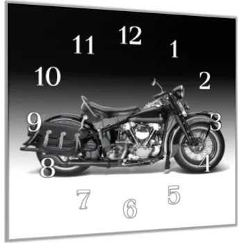 Hodiny Glasdekor Nástěnné hodiny černá motorka 30x30cm Materiál: plexi