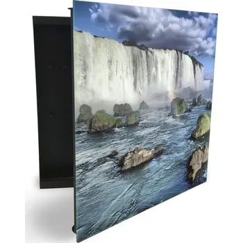 Skříňka na klíč Glasdekor skříňka na klíče - vodopády do moře a kameny Otevírání: Levé, Barva skříňky: Bílá