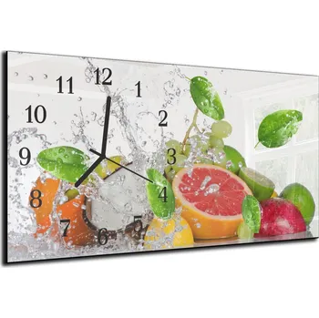Hodiny Glasdekor Nástěnné hodiny fruit, kokos, voda, listí 30x60cm Materiál: plexi