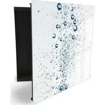 Skříňka na klíč Glasdekor skříňka na klíče - vodní bubliny na bílém podkladu Otevírání: Levé, Barva skříňky: Bílá