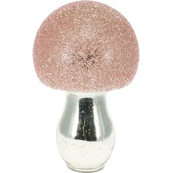 Skleněný dekorativní růžový hřib 16 cm