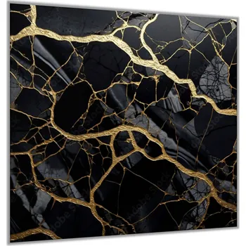 Obklad Glasdekor Sklo do kuchyně luxusní černo zlatý mramor Rozměry skla do kuchyně: 30 x 60 cm