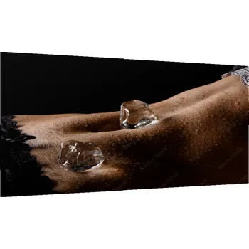 Obraz Glasdekor Obraz skleněný břicho s kapkami vody a kostky ledu Rozměry-obdélník V/Š: 50 x 70 cm