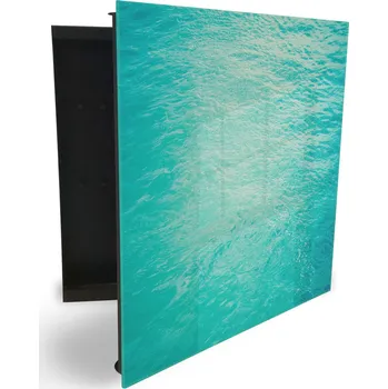 Skříňka na klíč Glasdekor skříňka na klíče - jasně modrá hladina vody Otevírání: Pravé, Barva skříňky: Bílá