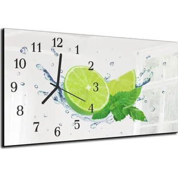 Hodiny Glasdekor Nástěnné hodiny limetka ve vodě ,máta 30x60cm Materiál: plexi
