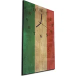 Glasdekor Nástěnné hodiny 30x60cm dřevěná vlajka Itálie Materiál: kalené sklo