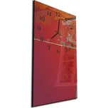 Glasdekor Nástěnné hodiny 30x60cm temně červená malba Materiál: kalené sklo