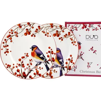 Talíř Ptactvo sada 2 ks 11 cm 2 ks Červenka a Cesmína