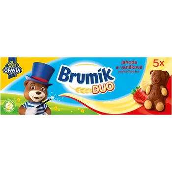 Opavia Brumík Duo Vanilková příchuť a jahoda jemné pečivo 150g