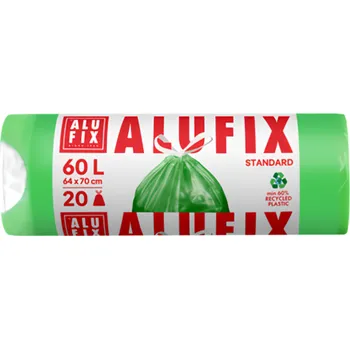 Pytle na odpadky Alufix Pytle na odpadky zatahovací 60 l, 20 ks, 16 µm, 64 x 70 cm, HDPE zelené 20ks