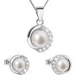 Stříbrná souprava z říčních perel bílá 29022.1