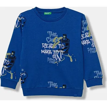 Chlapecká mikina Dětská mikina United Colors of Benetton modrá barva, vzorovaná, 3QHCG10KX 3QHCG10KX.P.Seasonal 57X, vel. 98