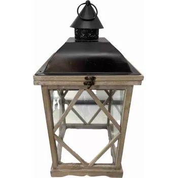 Lucerna Dřevěná lucerna 54 cm x 25,5 cm