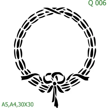 Plastová šablona pro malování - Srdce a věnečky - Věnec s mašlí (Q006) - A5 , Nelepící folie