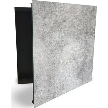 Skříňka na klíč Glasdekor skříňka na klíče - textura světlý beton Otevírání: Pravé, Barva skříňky: Černá