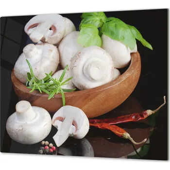 Kuchyňské prkénko Glasdekor Ochranná deska žampióny, koření a bylinky Rozměr V/Š: 40x40 cm, Lepení na zeď: Bez lepení na zeď