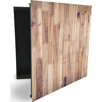 Skříňka na klíč Glasdekor skříňka na klíče - hnědá textura dřevo Otevírání: Levé, Barva skříňky: Černá