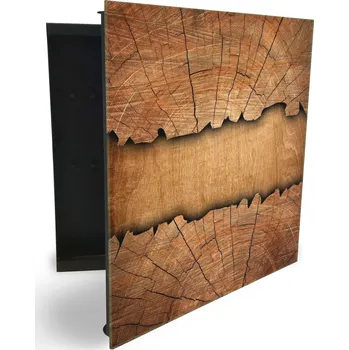 Skříňka na klíč Glasdekor skříňka na klíče - letokruhy a textura dřeva Otevírání: Levé, Barva skříňky: Bílá