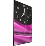 Glasdekor Nástěnné hodiny 30x60cm sytě fialová vlna na černém Materiál: kalené sklo
