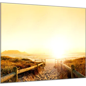 Obraz Glasdekor Obraz skleněný moře s písečnou pláži u západu slunce Rozměry-čtverec: 34 x 34 cm
