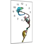 Glasdekor Nástěnné hodiny 30x60cm tři barvení chameleoni Materiál: plexi