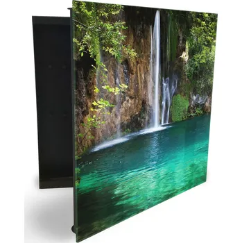 Skříňka na klíč Glasdekor skříňka na klíče - vodopád Plitvická jezera Otevírání: Pravé, Barva skříňky: Černá