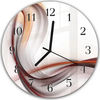 Hodiny Glasdekor Nástěnné hodiny kulaté pr.30cm bordó oranžová vlna Materiál: plexi