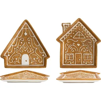 Vánoční dekorace HIT Servírovací talíř 26x24cm perníková chaloupka