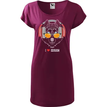 Dámské tričko DOBRÝ TRIKO Dámské tričko/šaty I love music Velikost: 2XL, Barva: Fuksiová