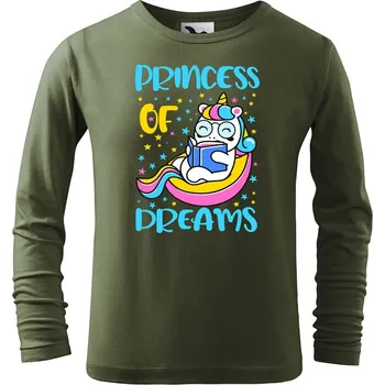 Dětská móda DOBRÝ TRIKO Dětské bavlněné triko Princess of dreams Velikost: 146/10 let, Barva: Khaki