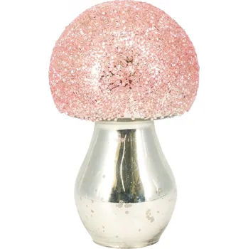 Skleněný dekorativní růžový hřib 12 cm