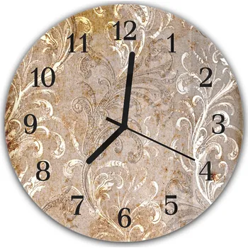 Hodiny Glasdekor Nástěnné hodiny kulaté pr.30cm staré vintage papírové pozadí Materiál: plexi