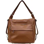 MAXFLY Kožená kabelka a batoh v jednom 6539 COGNAC hnědá