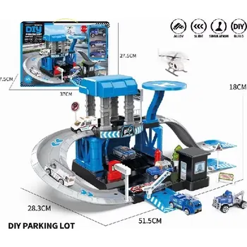 autodráha Parkovací set s policií a kovovými auty