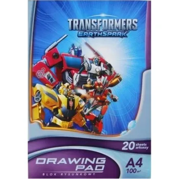 Bílý kreslicí blok A4, 20 listů Transformers Astra
