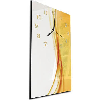 Hodiny Glasdekor Nástěnné hodiny 30x60cm sytě žlutá svislá vlna Materiál: plexi