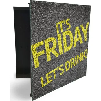 Skříňka na klíč Glasdekor skříňka na klíče - "Je pátek", nápis na silnici Otevírání: Pravé, Barva skříňky: Bílá