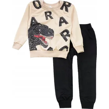 Chlapecká mikina TEPLÁKOVKA CHLAPECKÁ SPORTOVNÍ MIKINA DINO SAUŘI KALHOTY černé 6/7 J621F