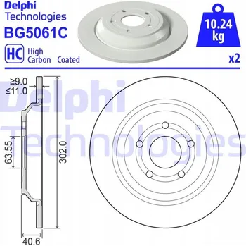 Brzdový kotouč Delphi BG5061C Brzdový kotouč